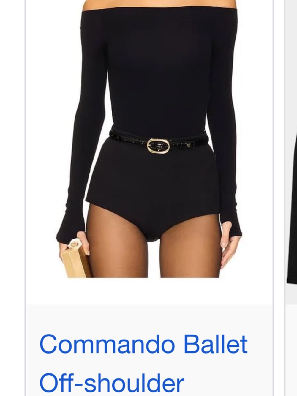 Commando Off-Shoulder Long Sleeve Bodysuit - Black